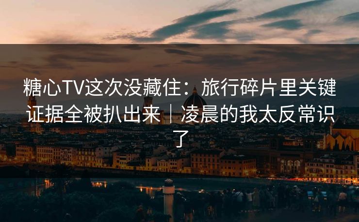 糖心TV这次没藏住：旅行碎片里关键证据全被扒出来｜凌晨的我太反常识了  第1张