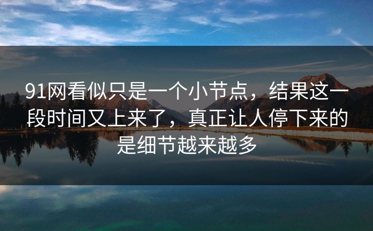 91网看似只是一个小节点，结果这一段时间又上来了，真正让人停下来的是细节越来越多  第1张