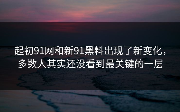起初91网和新91黑料出现了新变化，多数人其实还没看到最关键的一层  第1张