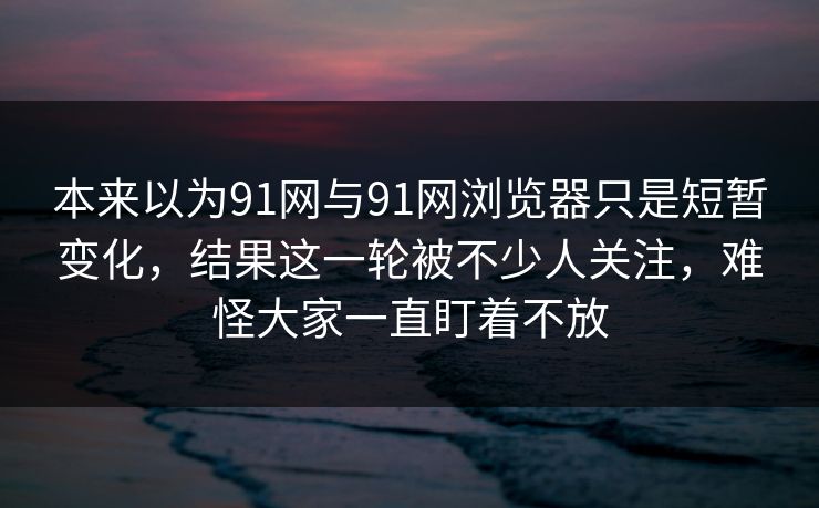 本来以为91网与91网浏览器只是短暂变化，结果这一轮被不少人关注，难怪大家一直盯着不放  第1张