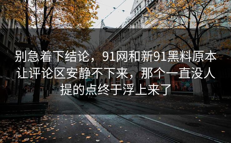 别急着下结论，91网和新91黑料原本让评论区安静不下来，那个一直没人提的点终于浮上来了  第1张