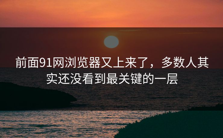 前面91网浏览器又上来了，多数人其实还没看到最关键的一层  第1张