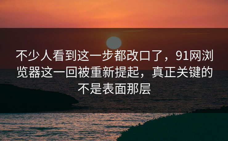 不少人看到这一步都改口了，91网浏览器这一回被重新提起，真正关键的不是表面那层  第1张