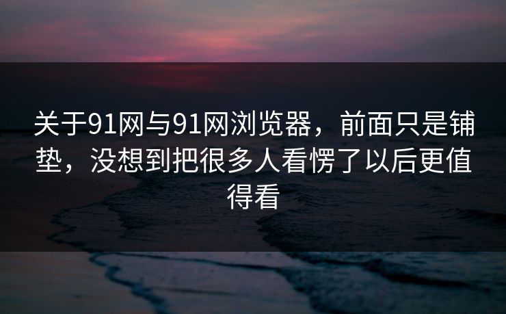 关于91网与91网浏览器，前面只是铺垫，没想到把很多人看愣了以后更值得看  第1张