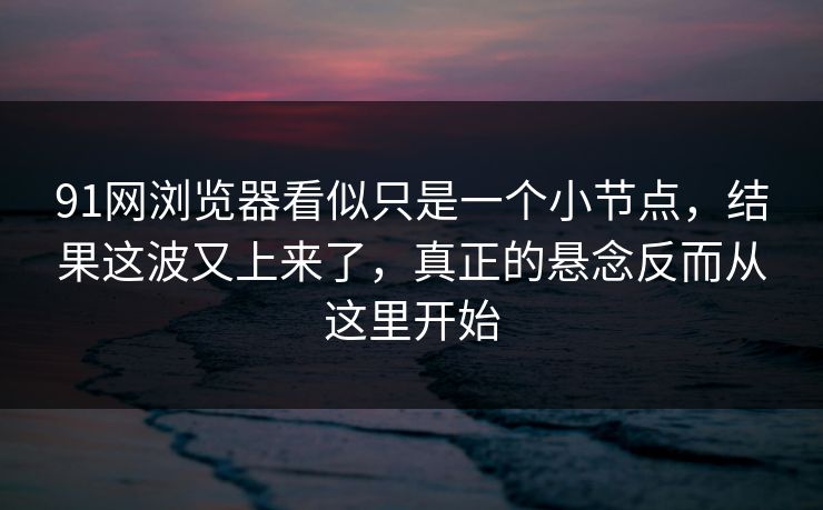 91网浏览器看似只是一个小节点，结果这波又上来了，真正的悬念反而从这里开始  第1张