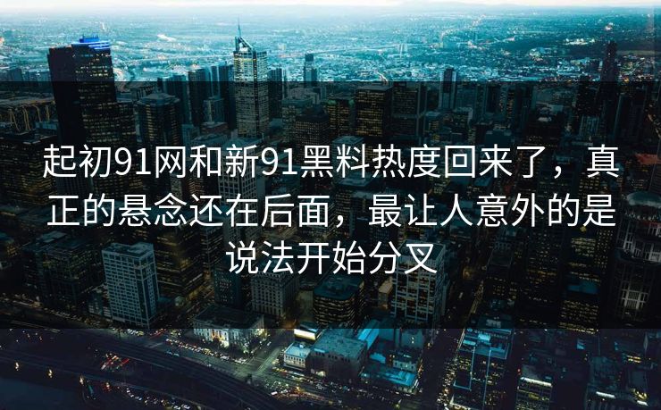 起初91网和新91黑料热度回来了，真正的悬念还在后面，最让人意外的是说法开始分叉  第1张
