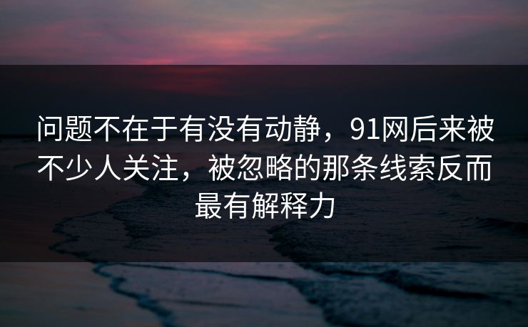 问题不在于有没有动静，91网后来被不少人关注，被忽略的那条线索反而最有解释力  第1张